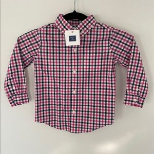 Janie and Jack Pink and Blue Striped Button Up